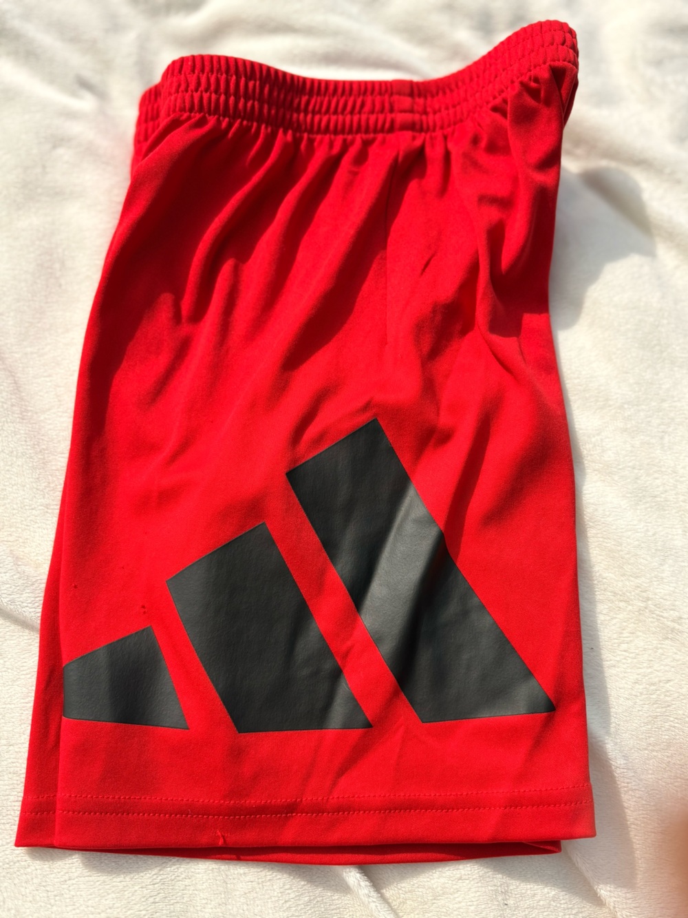 adidas Red Kids Athletic Shorts with Black Logo